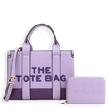 2pc  Medium Leather Tote with Wallet *2 Tone*