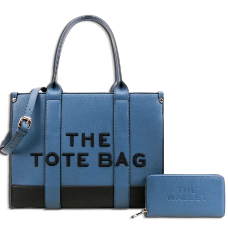 2pc Leather Tote Bag with Wallet
