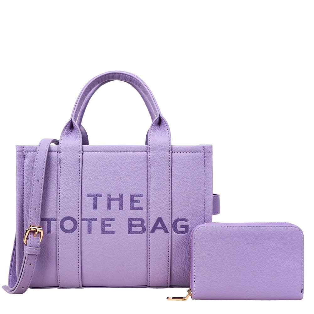 2pc Leather Tote Bag with Wallet